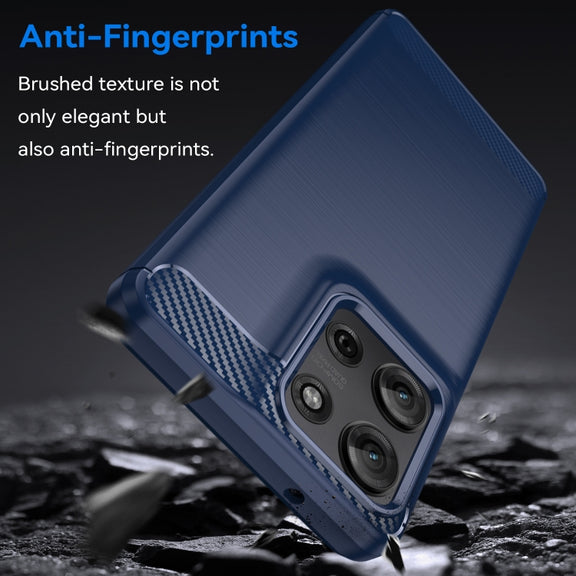 For Motorola Moto G75 5G Carbon Fiber Brushed Texture TPU Phone Case(Blue)
