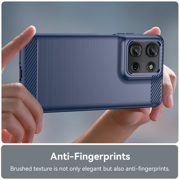 For Motorola Moto G75 5G Carbon Fiber Brushed Texture TPU Phone Case(Blue)