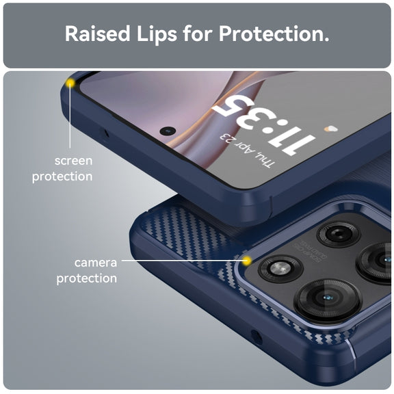 For Motorola Moto G75 5G Carbon Fiber Brushed Texture TPU Phone Case(Blue)