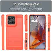 For Motorola Moto G75 5G Carbon Fiber Brushed Texture TPU Phone Case(Red)