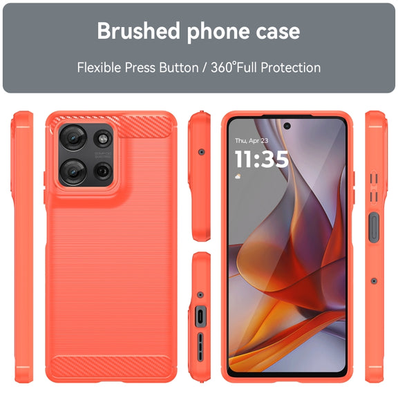 For Motorola Moto G75 5G Carbon Fiber Brushed Texture TPU Phone Case(Red)