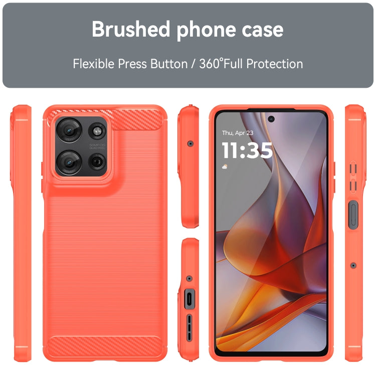 For Motorola Moto G75 5G Carbon Fiber Brushed Texture TPU Phone Case(Red)
