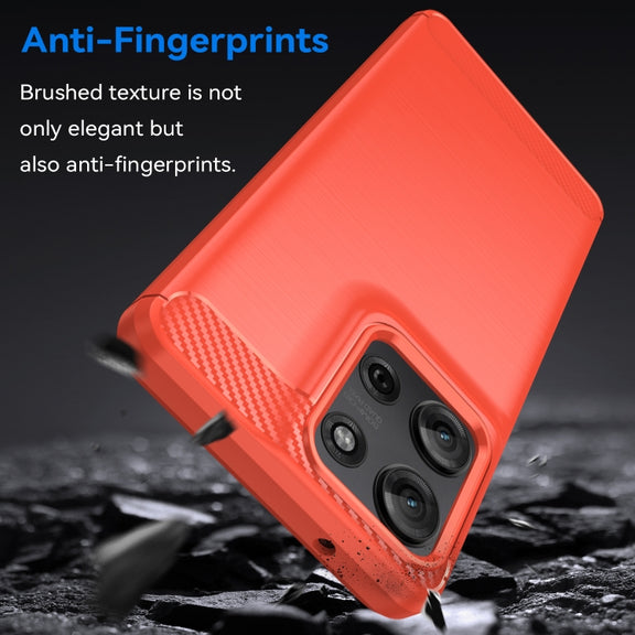 For Motorola Moto G75 5G Carbon Fiber Brushed Texture TPU Phone Case(Red)