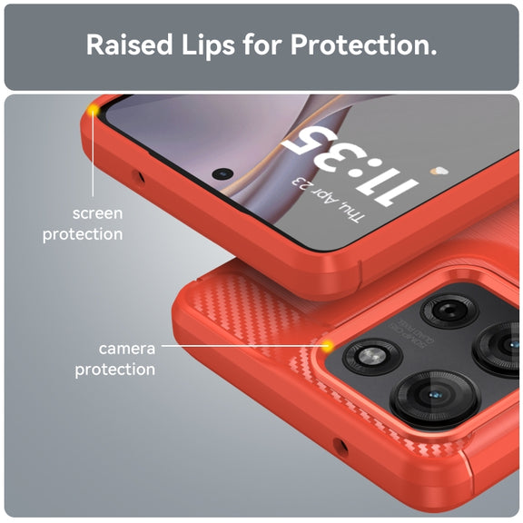 For Motorola Moto G75 5G Carbon Fiber Brushed Texture TPU Phone Case(Red)