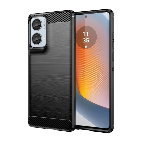 For Motorola Moto G85 Carbon Fiber Brushed Texture TPU Phone Case(Black)