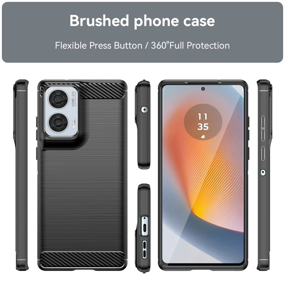 For Motorola S50 Neo Carbon Fiber Brushed Texture TPU Phone Case(Black)