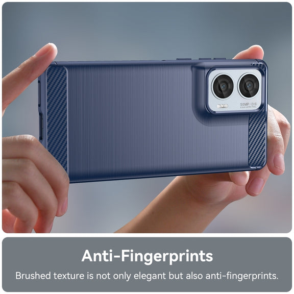 For Motorola S50 Neo Carbon Fiber Brushed Texture TPU Phone Case(Blue)