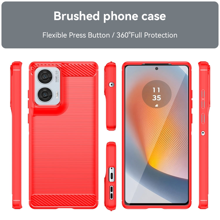 For Motorola S50 Neo Carbon Fiber Brushed Texture TPU Phone Case(Red)