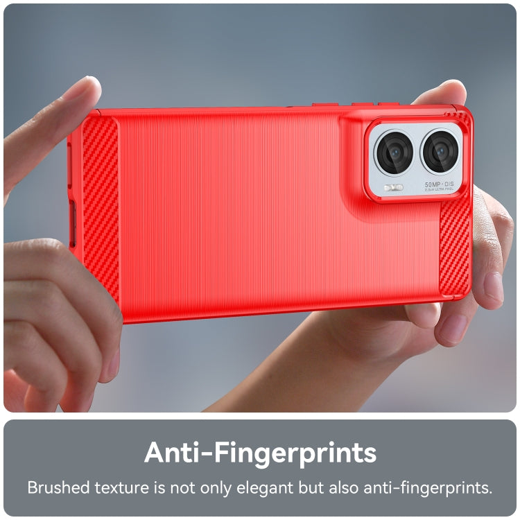 For Motorola S50 Neo Carbon Fiber Brushed Texture TPU Phone Case(Red)
