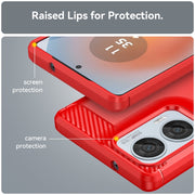 For Motorola S50 Neo Carbon Fiber Brushed Texture TPU Phone Case(Red)