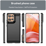 For Motorola Edge 50 Carbon Fiber Brushed Texture TPU Phone Case(Black)