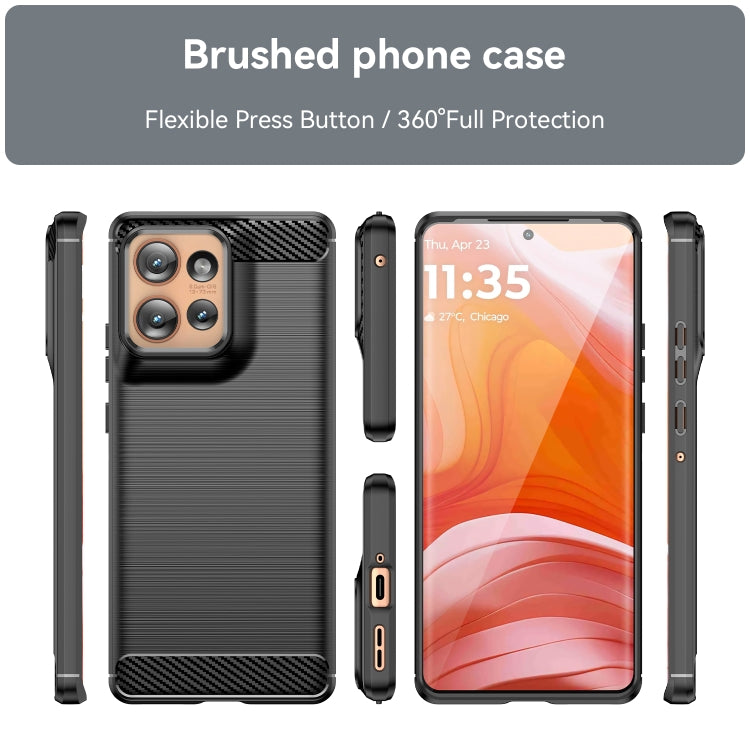 For Motorola Edge 50 Carbon Fiber Brushed Texture TPU Phone Case(Black)
