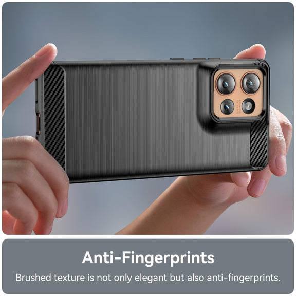 For Motorola Edge 50 Carbon Fiber Brushed Texture TPU Phone Case(Black)