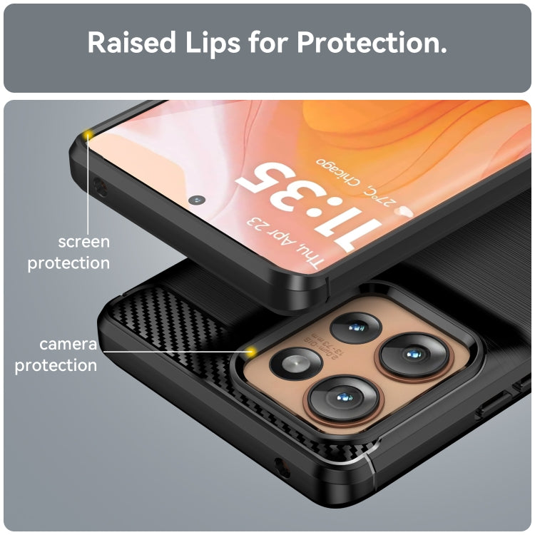 For Motorola Edge 50 Carbon Fiber Brushed Texture TPU Phone Case(Black)