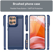 For Motorola Edge 50 Carbon Fiber Brushed Texture TPU Phone Case(Blue)