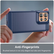 For Motorola Edge 50 Carbon Fiber Brushed Texture TPU Phone Case(Blue)