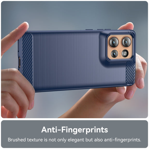 For Motorola Edge 50 Carbon Fiber Brushed Texture TPU Phone Case(Blue)