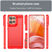 For Motorola Edge 50 Carbon Fiber Brushed Texture TPU Phone Case(Red)