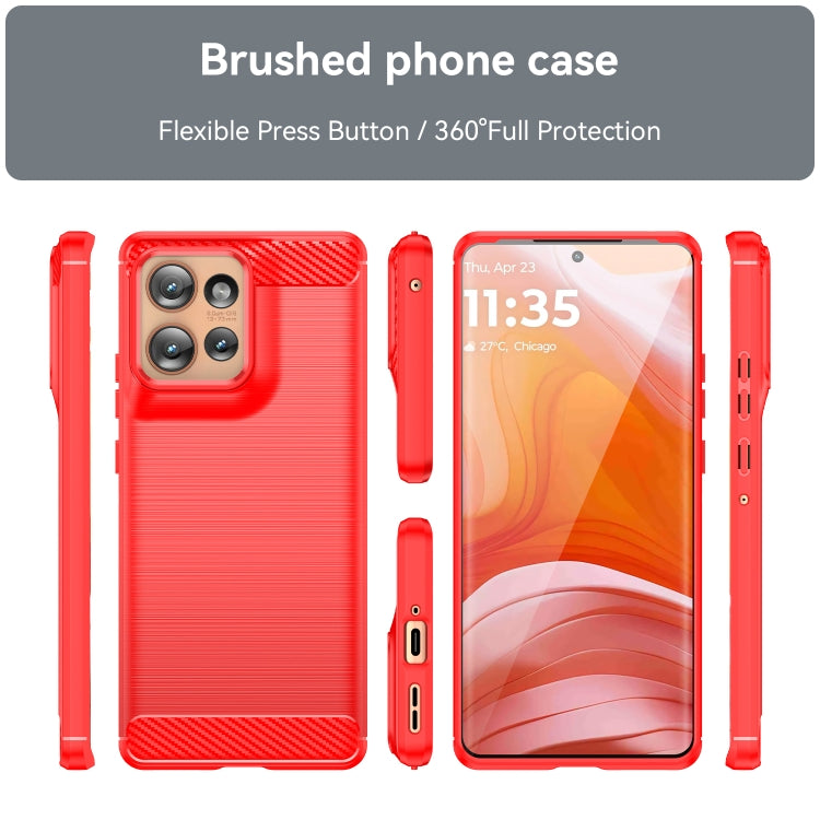For Motorola Edge 50 Carbon Fiber Brushed Texture TPU Phone Case(Red)