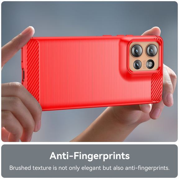 For Motorola Edge 50 Carbon Fiber Brushed Texture TPU Phone Case(Red)