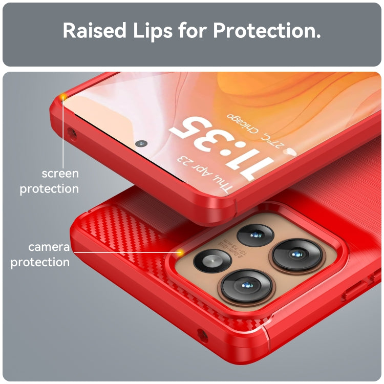 For Motorola Edge 50 Carbon Fiber Brushed Texture TPU Phone Case(Red)
