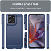 For Motorola Moto G 5G 2025 Carbon Fiber Brushed Texture TPU Phone Case(Blue)
