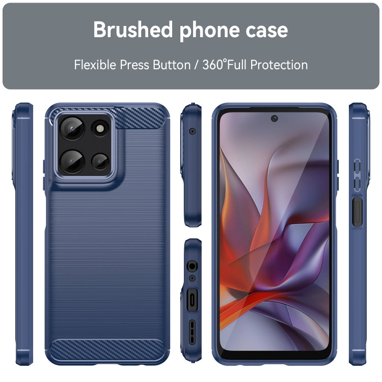 For Motorola Moto G 5G 2025 Carbon Fiber Brushed Texture TPU Phone Case(Blue)