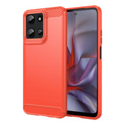 For Motorola Moto G 5G 2025 Carbon Fiber Brushed Texture TPU Phone Case(Red)
