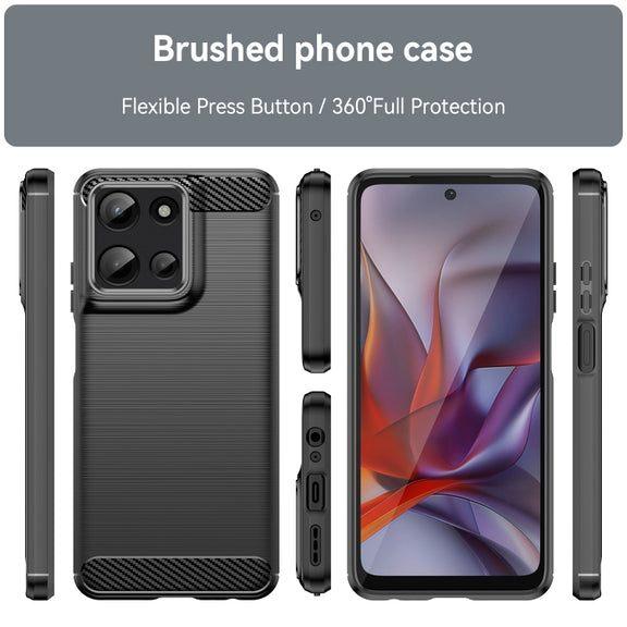 For Motorola Moto G Play 2025 Carbon Fiber Brushed Texture TPU Phone Case(Black)
