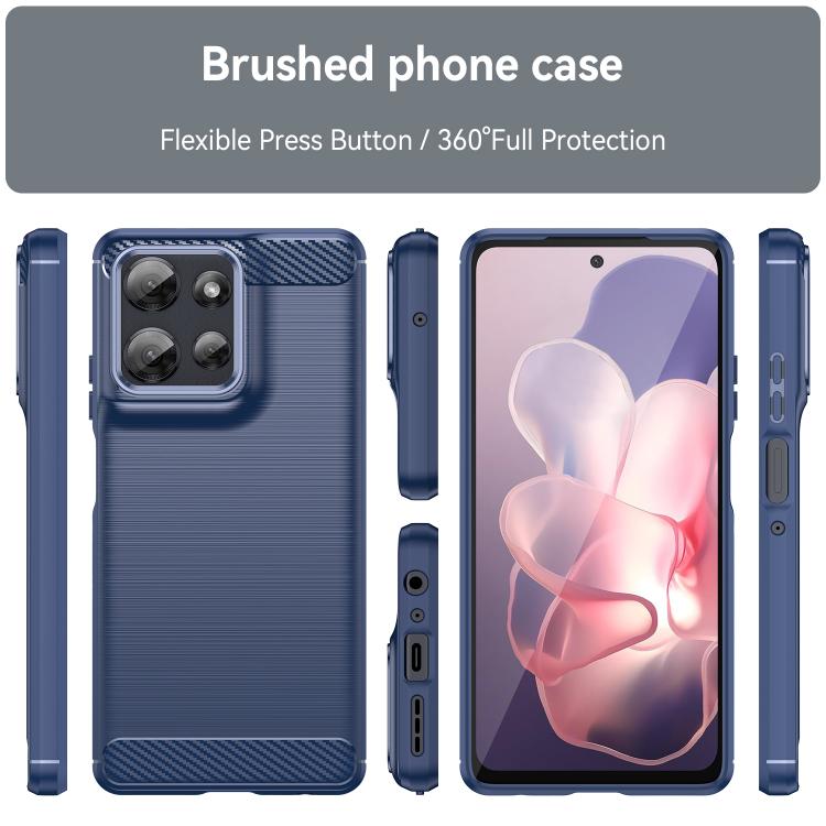For Motorola Moto G Power 2025 Carbon Fiber Brushed Texture TPU Phone Case(Blue)