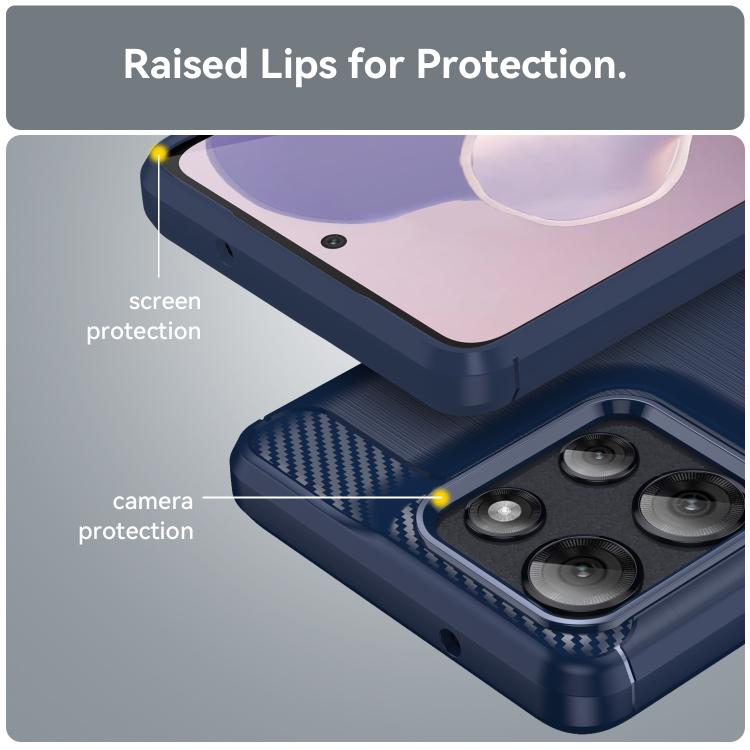 For Motorola Moto G Power 2025 Carbon Fiber Brushed Texture TPU Phone Case(Blue)