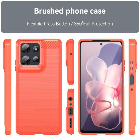 For Motorola Moto G Power 2025 Carbon Fiber Brushed Texture TPU Phone Case(Red)