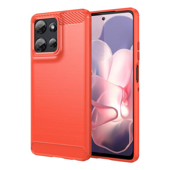 For Motorola Moto G Power 2025 Carbon Fiber Brushed Texture TPU Phone Case(Red)