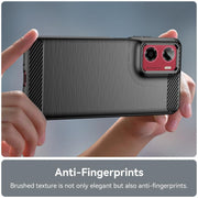 For Motorola Moto E15 Carbon Fiber Brushed Texture TPU Phone Case(Black)