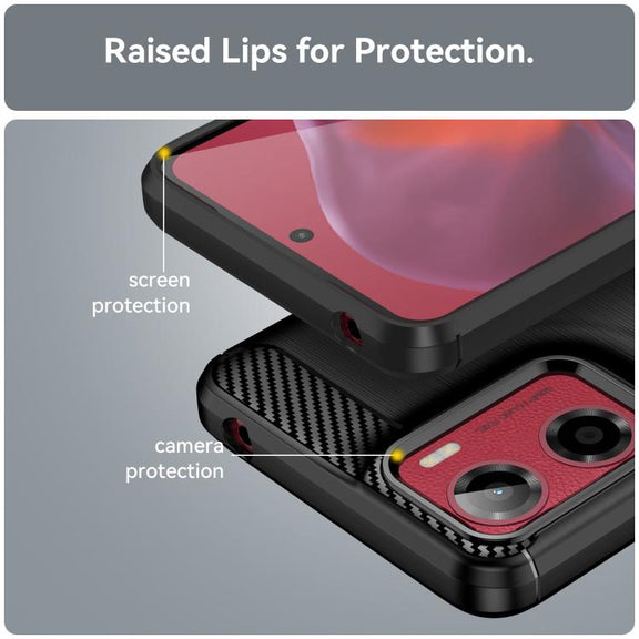 For Motorola Moto E15 Carbon Fiber Brushed Texture TPU Phone Case(Black)