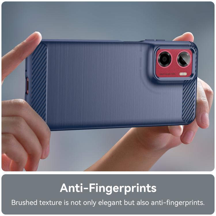 For Motorola Moto E15 Carbon Fiber Brushed Texture TPU Phone Case(Blue)