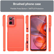 For Motorola Moto E15 Carbon Fiber Brushed Texture TPU Phone Case(Red)