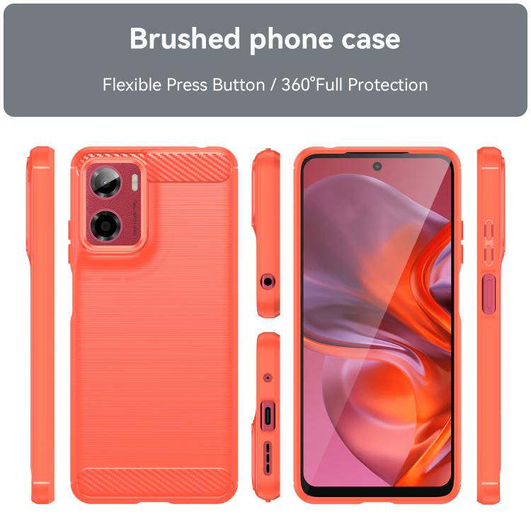 For Motorola Moto E15 Carbon Fiber Brushed Texture TPU Phone Case(Red)