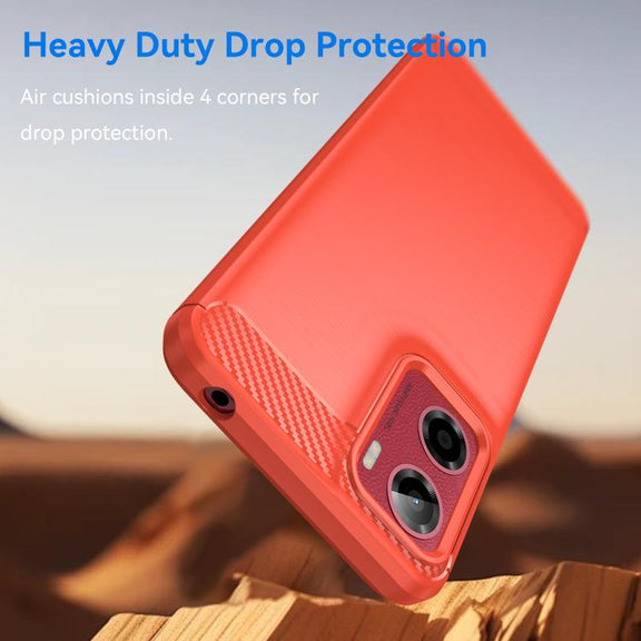 For Motorola Moto E15 Carbon Fiber Brushed Texture TPU Phone Case(Red)