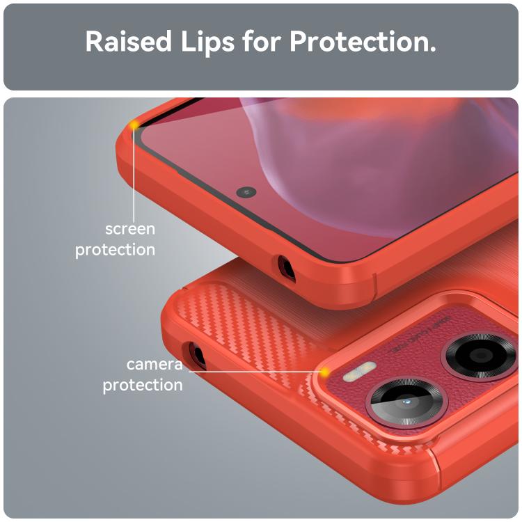 For Motorola Moto E15 Carbon Fiber Brushed Texture TPU Phone Case(Red)