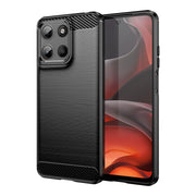 For Motorola Moto G15 Carbon Fiber Brushed Texture TPU Phone Case(Black)