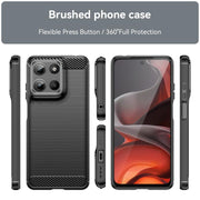 For Motorola Moto G15 Carbon Fiber Brushed Texture TPU Phone Case(Black)