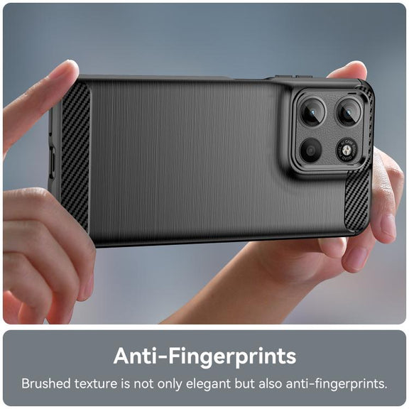 For Motorola Moto G15 Carbon Fiber Brushed Texture TPU Phone Case(Black)