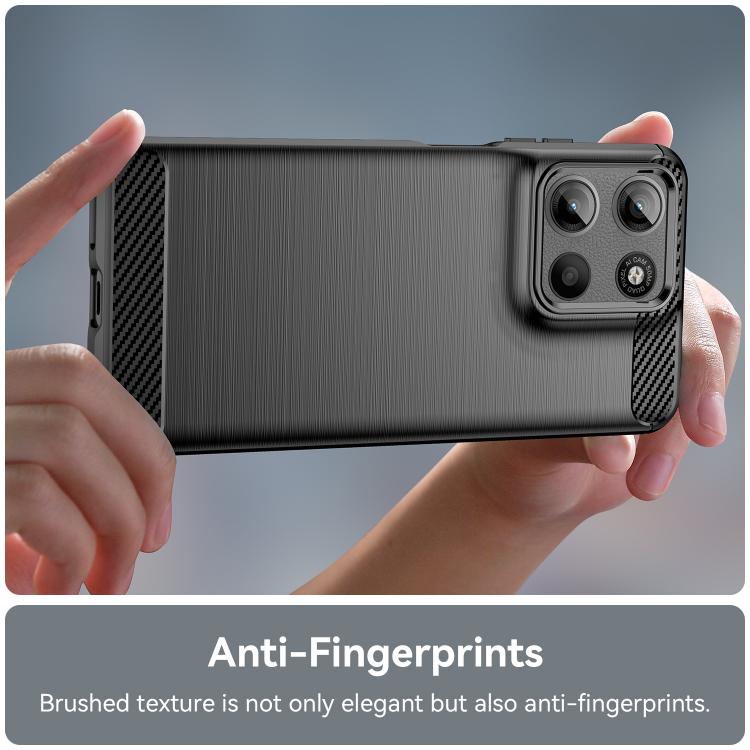 For Motorola Moto G15 Carbon Fiber Brushed Texture TPU Phone Case(Black)