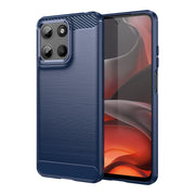 For Motorola Moto G15 Carbon Fiber Brushed Texture TPU Phone Case(Blue)