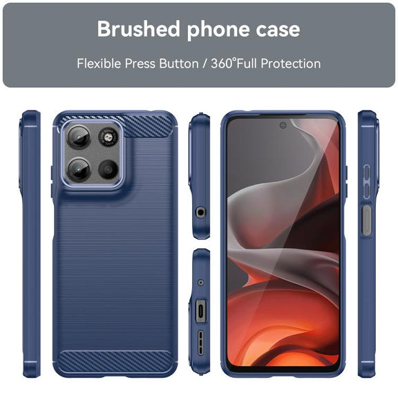 For Motorola Moto G15 Carbon Fiber Brushed Texture TPU Phone Case(Blue)