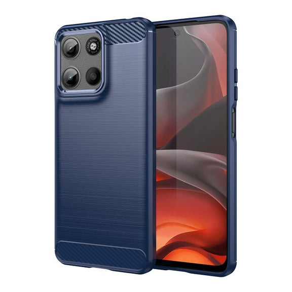 For Motorola Moto G15 Carbon Fiber Brushed Texture TPU Phone Case(Blue)