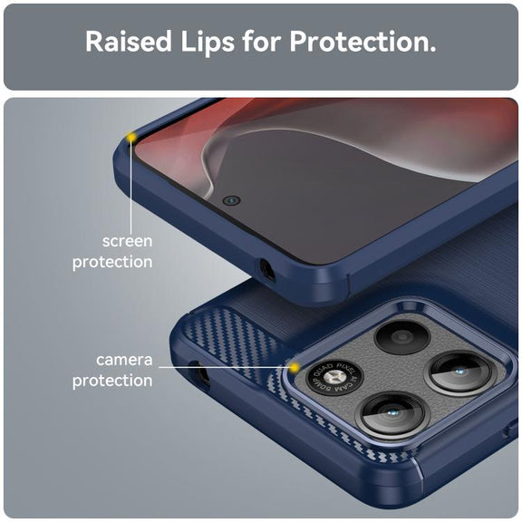 For Motorola Moto G15 Carbon Fiber Brushed Texture TPU Phone Case(Blue)