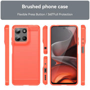 For Motorola Moto G15 Carbon Fiber Brushed Texture TPU Phone Case(Red)