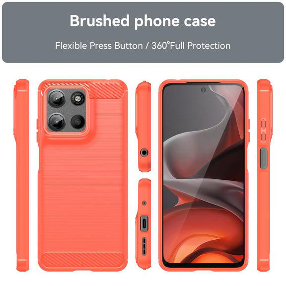 For Motorola Moto G15 Carbon Fiber Brushed Texture TPU Phone Case(Red)